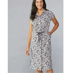 REI Floral Print Midi Dress - Black and White